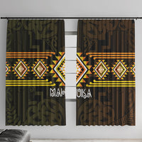 Aotearoa Atua Mahuika Window Curtain Maori Goddess Of Fire Taniko Motifs LT14 With Hooks Yellow - Polynesian Pride
