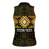 Aotearoa Atua Mahuika Personalised Women Sleeveless Polo Shirt Maori Goddess Of Fire Taniko Motifs LT14 - Polynesian Pride