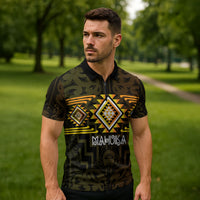 Aotearoa Atua Mahuika Personalised Zipper Polo Shirt Maori Goddess Of Fire Taniko Motifs LT14 - Polynesian Pride