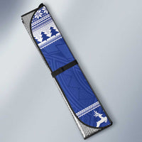 Toa Samoa Rugby Christmas Auto Sun Shade Ula Fala Samoan Pattern Blue - Polynesian Pride