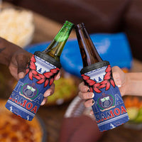 Toa Samoa Rugby Christmas 4 in 1 Can Cooler Tumbler Ula Fala Samoan Pattern Blue - Polynesian Pride