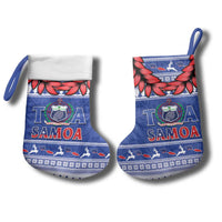 Toa Samoa Rugby Christmas Stocking Ula Fala Samoan Pattern Blue - Polynesian Pride