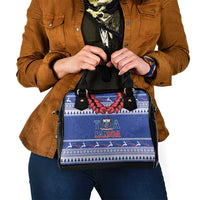 Toa Samoa Rugby Christmas Shoulder Handbag Ula Fala Samoan Pattern Blue - Polynesian Pride