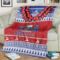 Toa Samoa Rugby Christmas Blanket Ula Fala Samoan Pattern Red - Polynesian Pride