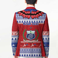 Personalised Toa Samoa Rugby Christmas Blazer Ula Fala Samoan Pattern Red - Polynesian Pride