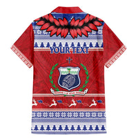 Personalised Toa Samoa Rugby Christmas Family Matching Mermaid Dress and Hawaiian Shirt Ula Fala Samoan Pattern Red - Polynesian Pride