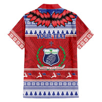 Personalised Toa Samoa Rugby Christmas Family Matching Off Shoulder Short Dress and Hawaiian Shirt Ula Fala Samoan Pattern Red LT14 - Polynesian Pride