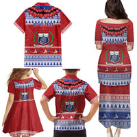 Personalised Toa Samoa Rugby Christmas Family Matching Puletasi and Hawaiian Shirt Ula Fala Samoan Pattern Red LT14 - Polynesian Pride