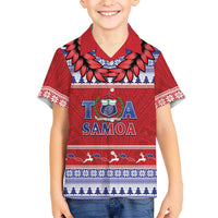 Personalised Toa Samoa Rugby Christmas Hawaiian Shirt Ula Fala Samoan Pattern Red LT14 - Polynesian Pride