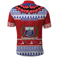 Personalised Toa Samoa Rugby Christmas Polo Shirt Ula Fala Samoan Pattern Red - Polynesian Pride