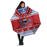 Toa Samoa Rugby Christmas Umbrella Ula Fala Samoan Pattern Red - Polynesian Pride