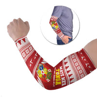 Personalised Tonga Rugby Christmas Arm Sleeves Mate Maa Tonga Ngatu Pattern - Polynesian Pride