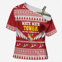 Personalised Tonga Rugby Christmas Cross Shoulder Shirt Mate Maa Tonga Ngatu Pattern LT14 Female Red - Polynesian Pride