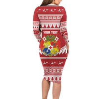 Personalised Tonga Rugby Christmas Family Matching Long Sleeve Bodycon Dress and Hawaiian Shirt Mate Maa Tonga Ngatu Pattern - Polynesian Pride