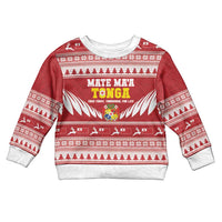 Personalised Tonga Rugby Christmas Kid Ugly Christmas Sweater Mate Maa Tonga Ngatu Pattern - Polynesian Pride