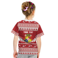 Personalised Tonga Rugby Christmas Kid T Shirt Mate Maa Tonga Ngatu Pattern - Polynesian Pride