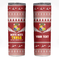 Personalised Tonga Rugby Christmas Skinny Tumbler Mate Maa Tonga Ngatu Pattern - Polynesian Pride
