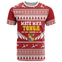 Personalised Tonga Rugby Christmas T Shirt Mate Maa Tonga Ngatu Pattern - Polynesian Pride