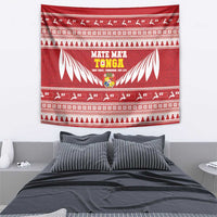 Tonga Rugby Christmas Tapestry Mate Maa Tonga Ngatu Pattern - Polynesian Pride