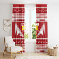 Tonga Rugby Christmas Window Curtain Mate Maa Tonga Ngatu Pattern - Polynesian Pride