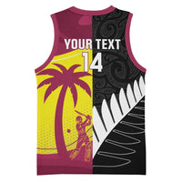 New Zealand and West Indies Cricket Custom Basketball Jersey Black Cap Windies Together LT14 - Polynesian Pride
