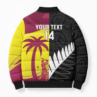 New Zealand and West Indies Cricket Custom Bomber Puffer Jacket Black Cap Windies Together LT14 - Polynesian Pride