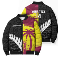 New Zealand and West Indies Cricket Custom Bomber Puffer Jacket Black Cap Windies Together LT14 - Polynesian Pride