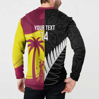 New Zealand and West Indies Cricket Custom Button Sweatshirt Black Cap Windies Together - Polynesian Pride