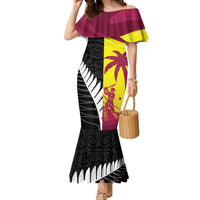 New Zealand and West Indies Cricket Custom Family Matching Mermaid Dress and Hawaiian Shirt Black Cap Windies Together - Polynesian Pride