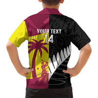 New Zealand and West Indies Cricket Custom Family Matching Off Shoulder Maxi Dress and Hawaiian Shirt Black Cap Windies Together - Polynesian Pride