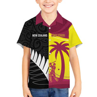 New Zealand and West Indies Cricket Custom Family Matching Puletasi and Hawaiian Shirt Black Cap Windies Together - Polynesian Pride