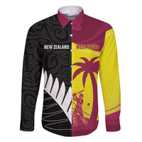 New Zealand and West Indies Cricket Custom Family Matching Short Sleeve Bodycon Dress and Hawaiian Shirt Black Cap Windies Together LT14 Dad's Shirt - Long Sleeve Black - Polynesian Pride
