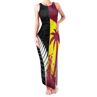 New Zealand and West Indies Cricket Custom Family Matching Tank Maxi Dress and Hawaiian Shirt Black Cap Windies Together - Polynesian Pride