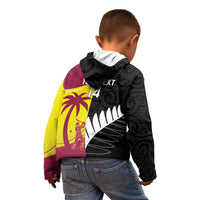 New Zealand and West Indies Cricket Custom Kid Hoodie Black Cap Windies Together - Polynesian Pride