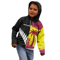 New Zealand and West Indies Cricket Custom Kid Hoodie Black Cap Windies Together - Polynesian Pride