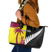 New Zealand and West Indies Cricket Custom Leather Tote Bag Black Cap Windies Together LT14 Black - Polynesian Pride