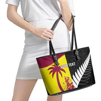 New Zealand and West Indies Cricket Custom Leather Tote Bag Black Cap Windies Together LT14 - Polynesian Pride