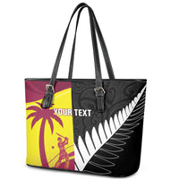 New Zealand and West Indies Cricket Custom Leather Tote Bag Black Cap Windies Together LT14 - Polynesian Pride