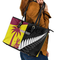 New Zealand and West Indies Cricket Custom Leather Tote Bag Black Cap Windies Together LT14 - Polynesian Pride