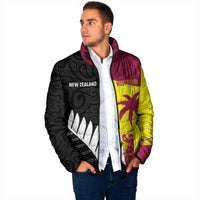 New Zealand and West Indies Cricket Custom Padded Jacket Black Cap Windies Together - Polynesian Pride