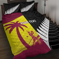 New Zealand and West Indies Cricket Custom Quilt Bed Set Black Cap Windies Together - Polynesian Pride