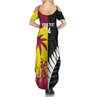New Zealand and West Indies Cricket Custom Summer Maxi Dress Black Cap Windies Together - Polynesian Pride