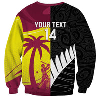 New Zealand and West Indies Cricket Custom Sweatshirt Black Cap Windies Together - Polynesian Pride
