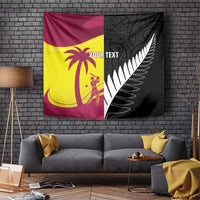 New Zealand and West Indies Cricket Custom Tapestry Black Cap Windies Together LT14 Black - Polynesian Pride
