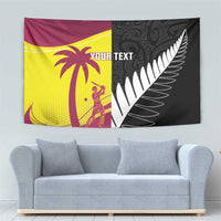 New Zealand and West Indies Cricket Custom Tapestry Black Cap Windies Together LT14 - Polynesian Pride