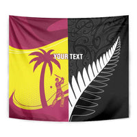 New Zealand and West Indies Cricket Custom Tapestry Black Cap Windies Together LT14 - Polynesian Pride