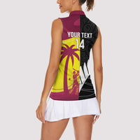 New Zealand and West Indies Cricket Custom Women Sleeveless Polo Shirt Black Cap Windies Together - Polynesian Pride