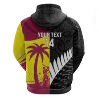 New Zealand and West Indies Cricket Custom Zip Hoodie Black Cap Windies Together - Polynesian Pride