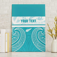 New Zealand Silver Fern Cricket Custom Canvas Wall Art Black Cap Teal Maori Pattern - Polynesian Pride