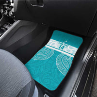 New Zealand Silver Fern Cricket Custom Car Mats Black Cap Teal Maori Pattern - Polynesian Pride